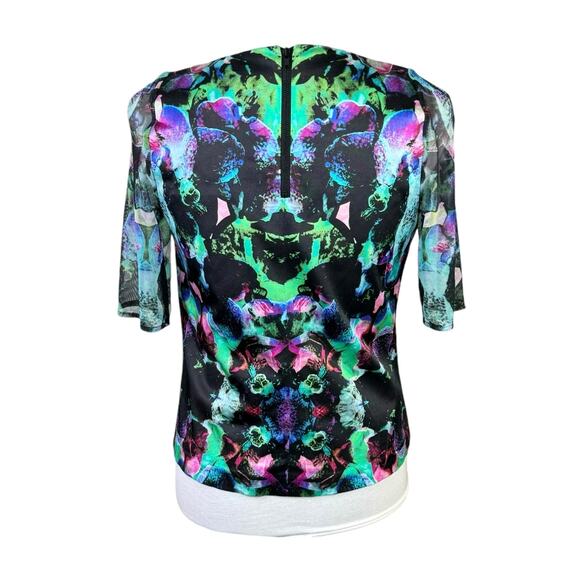 Milly NWT Surfer Mesh Colorful Watercolor Floral Top - Picture 2 of 11